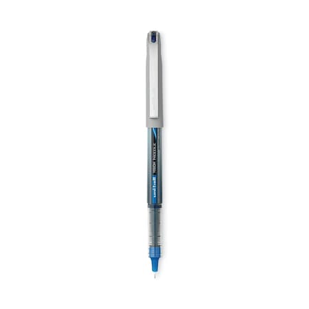 Uni-Ball VISION Roller Ball Pen, Stick, Micro 0.5 mm, Blue Ink, Black/Blue Barrel, 12PK 1734919